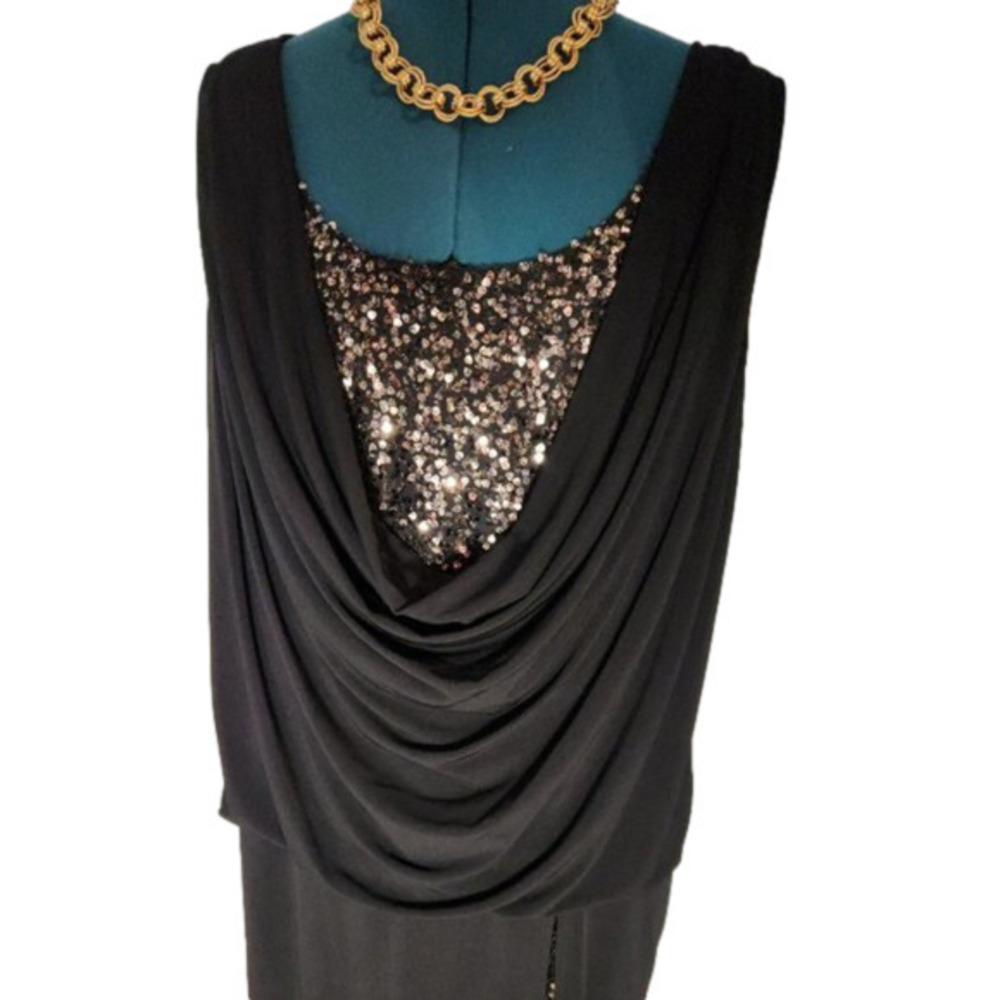 P039 Ronnie Nicole Black & Sequins Party Dress NWT |14